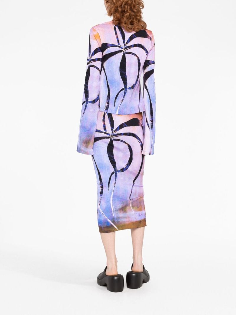 Purple Botanical-print Midi Skirt