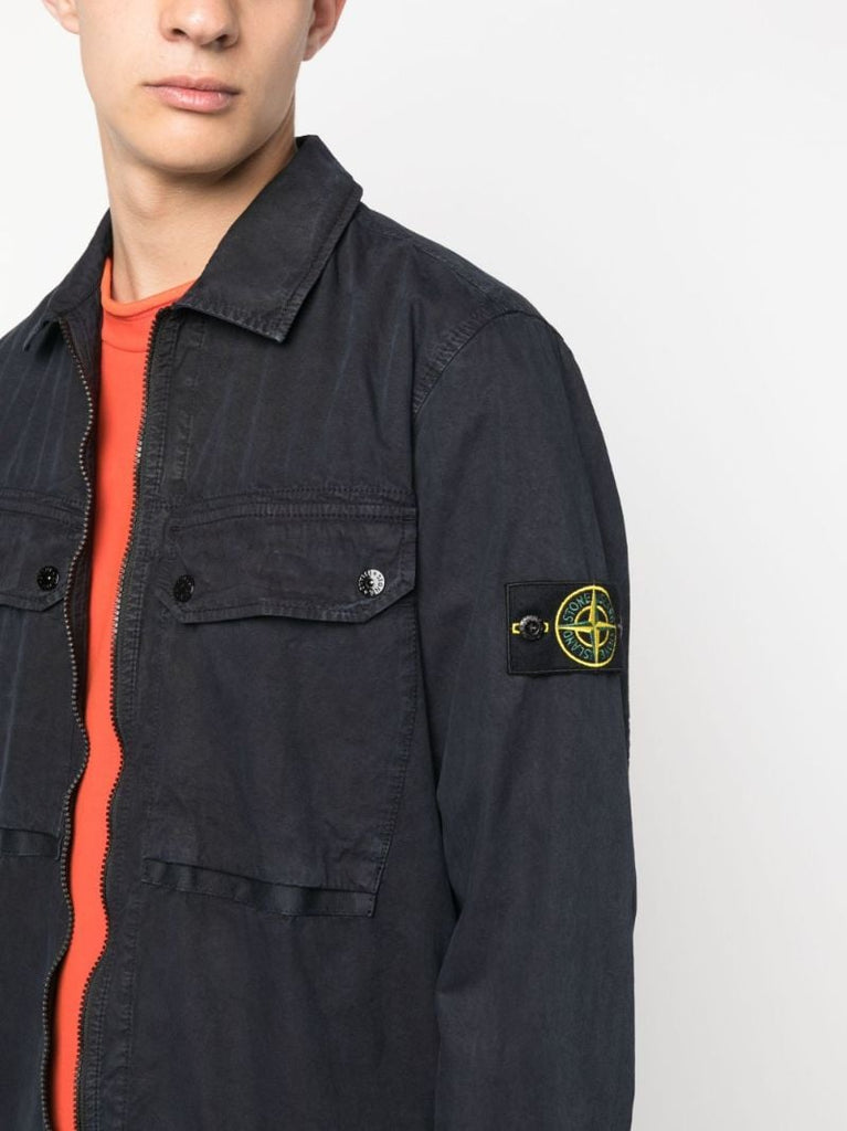 Blue Organic-cotton Shirt Jacket
