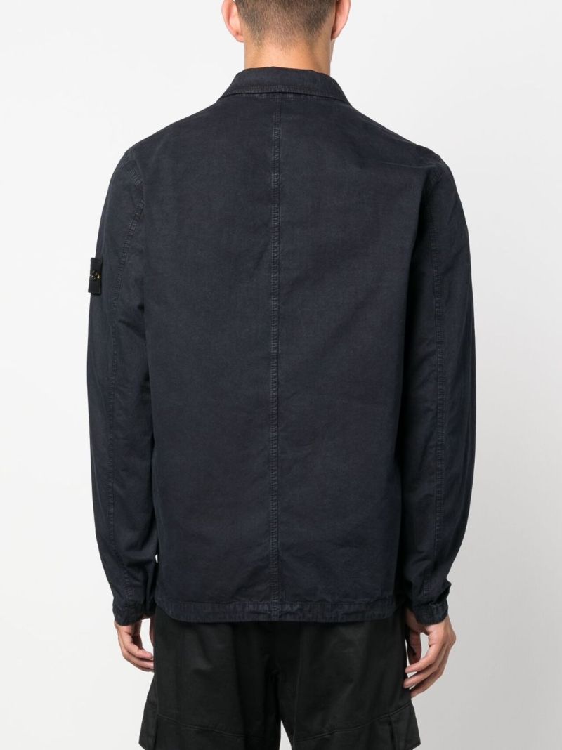 Blue Organic-cotton Shirt Jacket