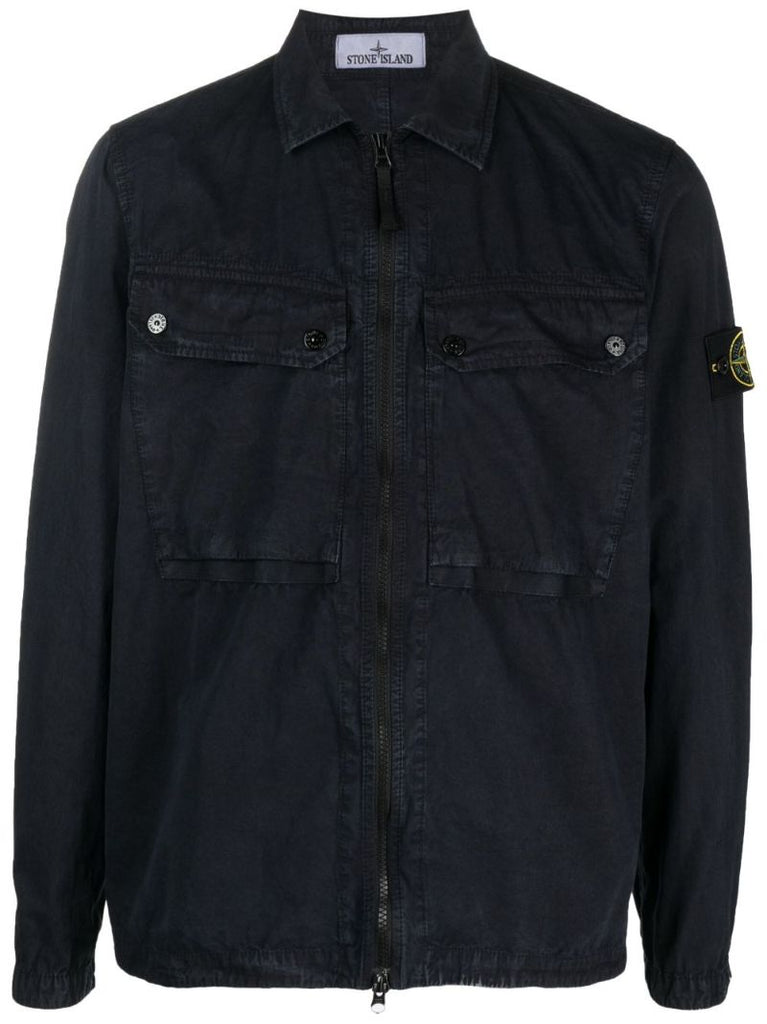 Blue Organic-cotton Shirt Jacket