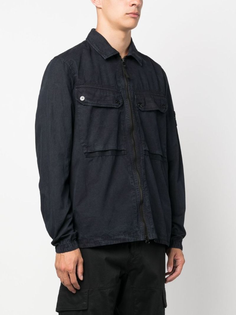 Blue Organic-cotton Shirt Jacket