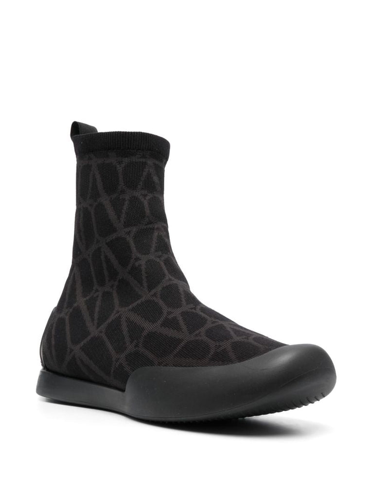 Black Toile Iconographe Sock Boots