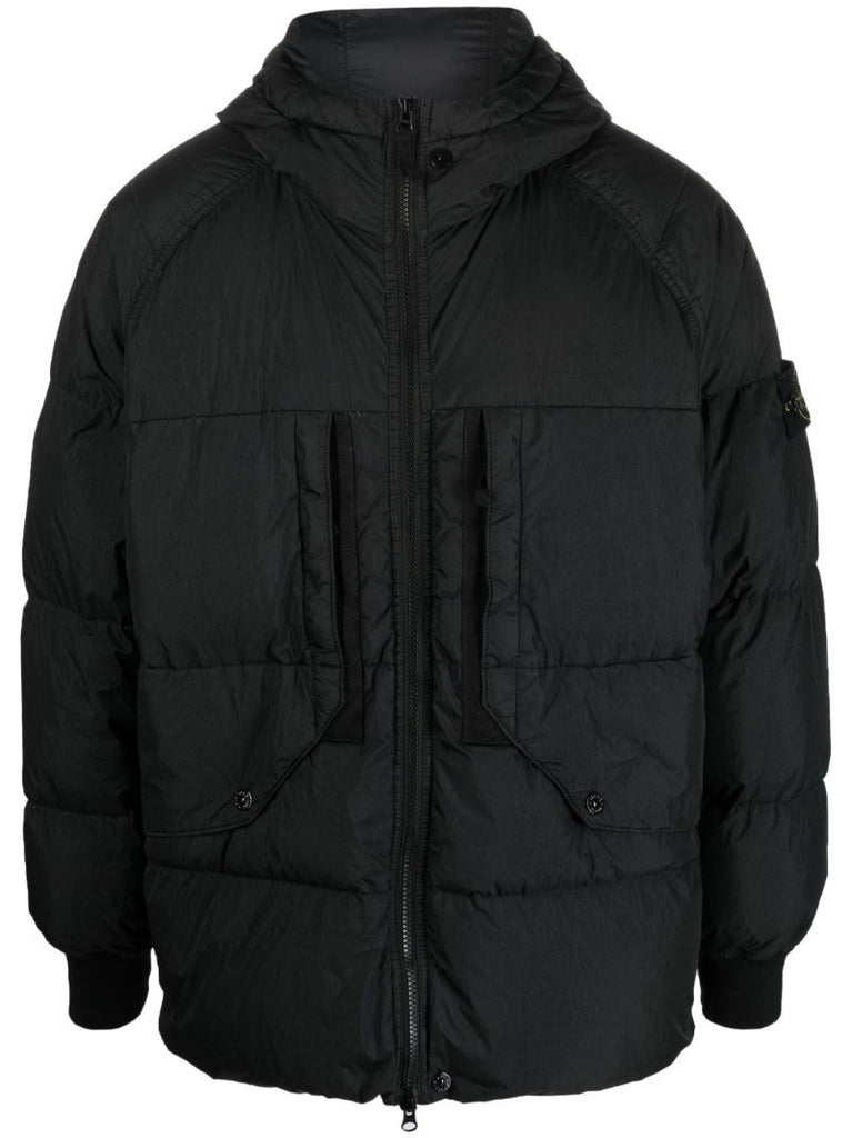 Black Crinkled Reps Padded Jacket