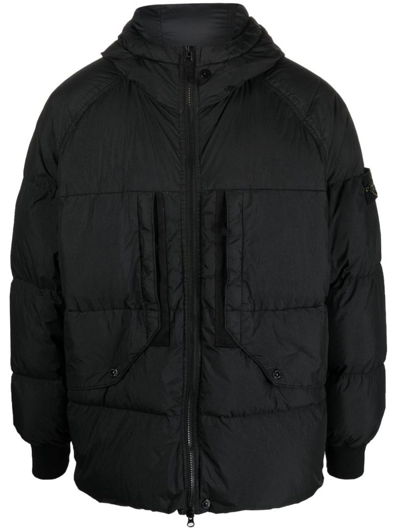Black Crinkled Reps Padded Jacket