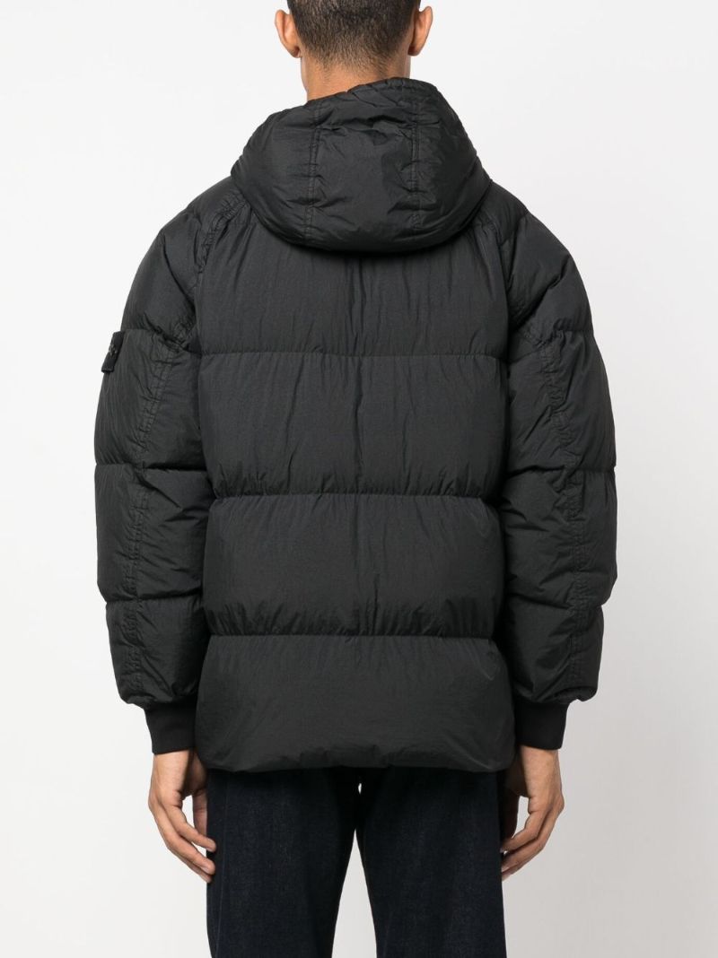 Black Crinkled Reps Padded Jacket