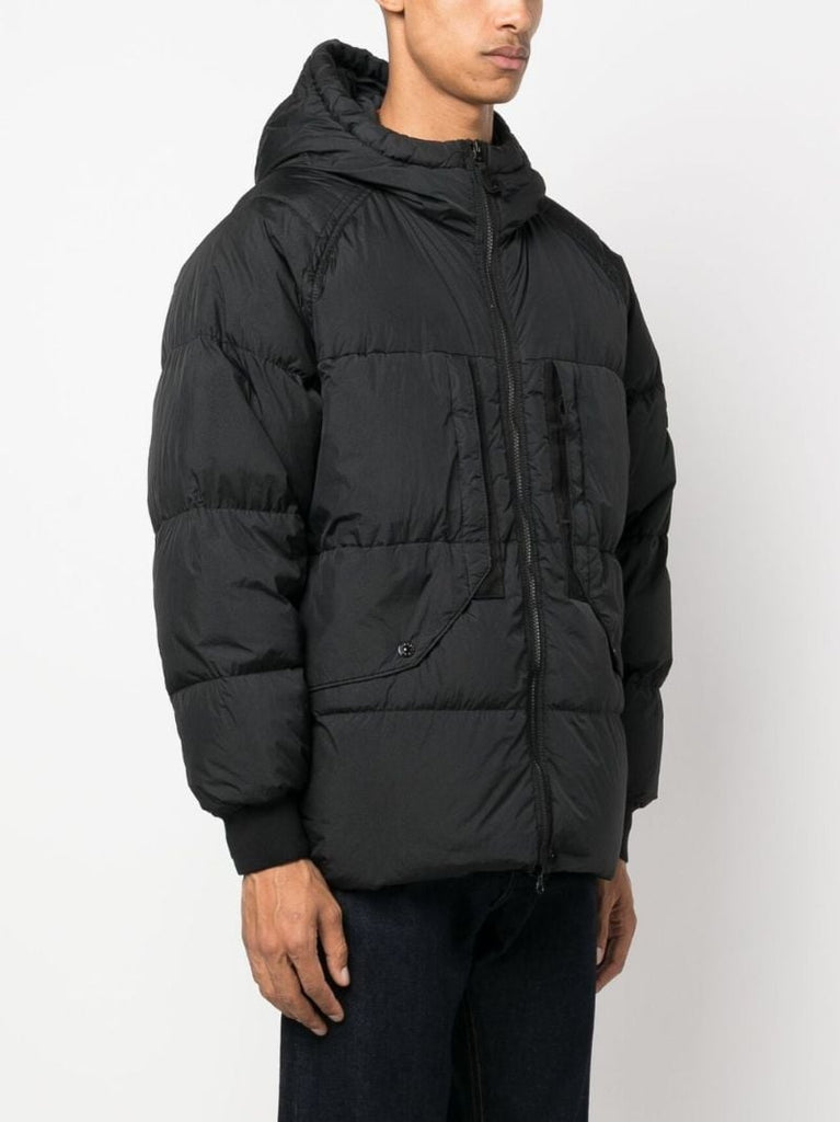 Black Crinkled Reps Padded Jacket