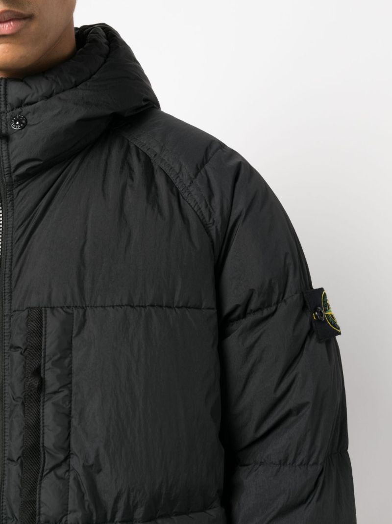 Black Crinkled Reps Padded Jacket