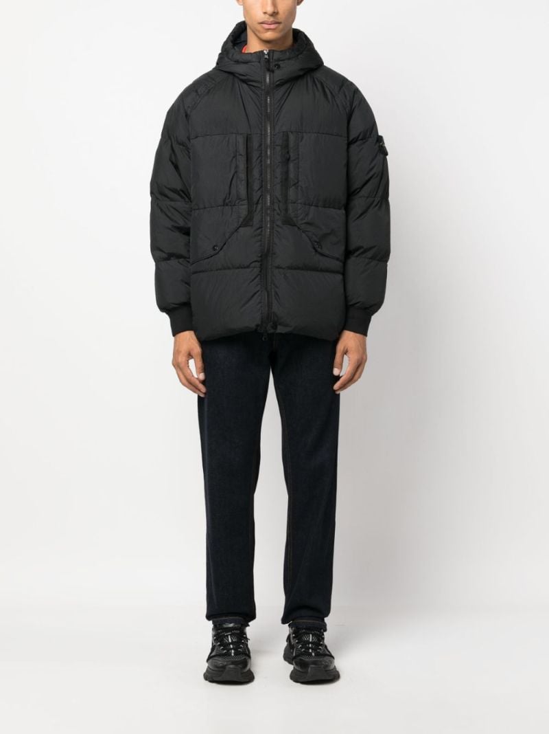 Black Crinkled Reps Padded Jacket