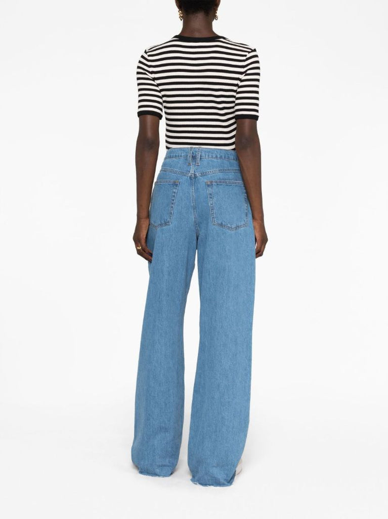 Black and White Striped Cotton T-shirt