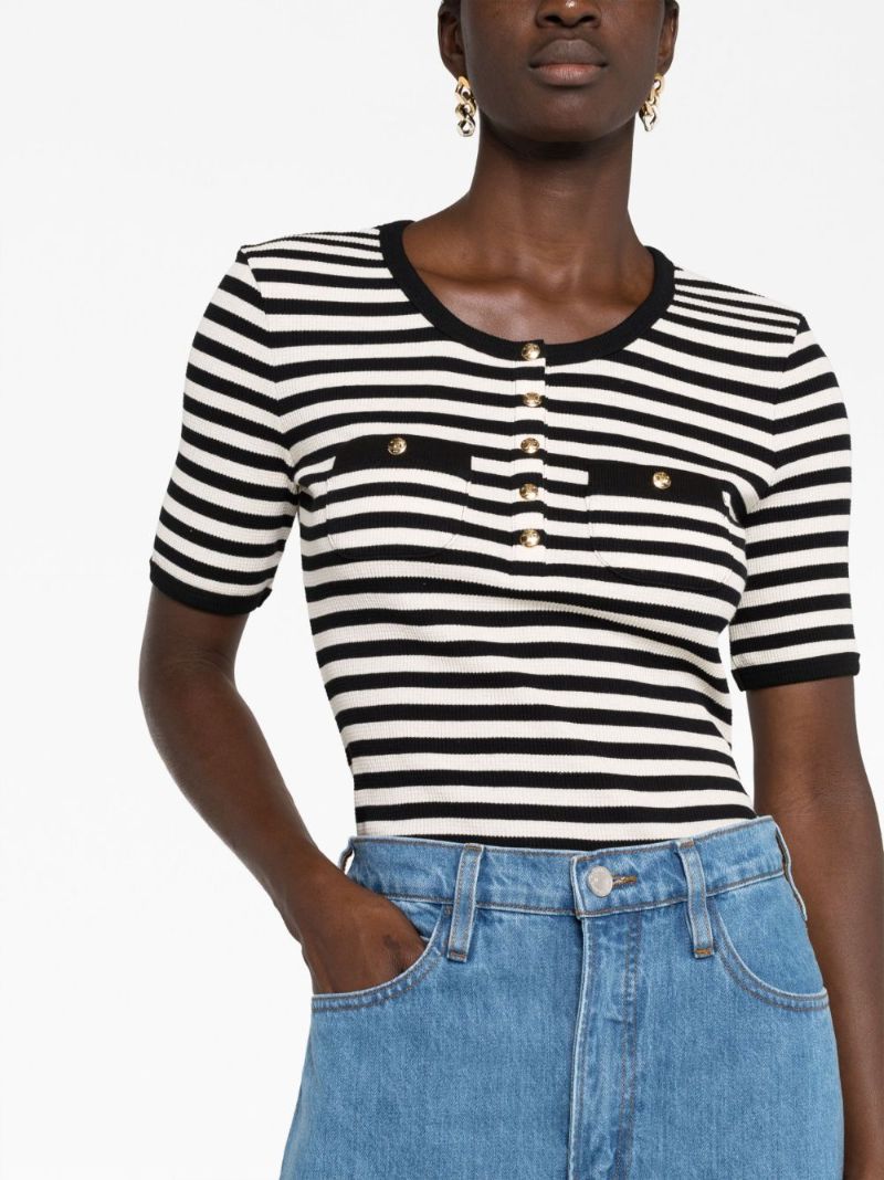 Black and White Striped Cotton T-shirt