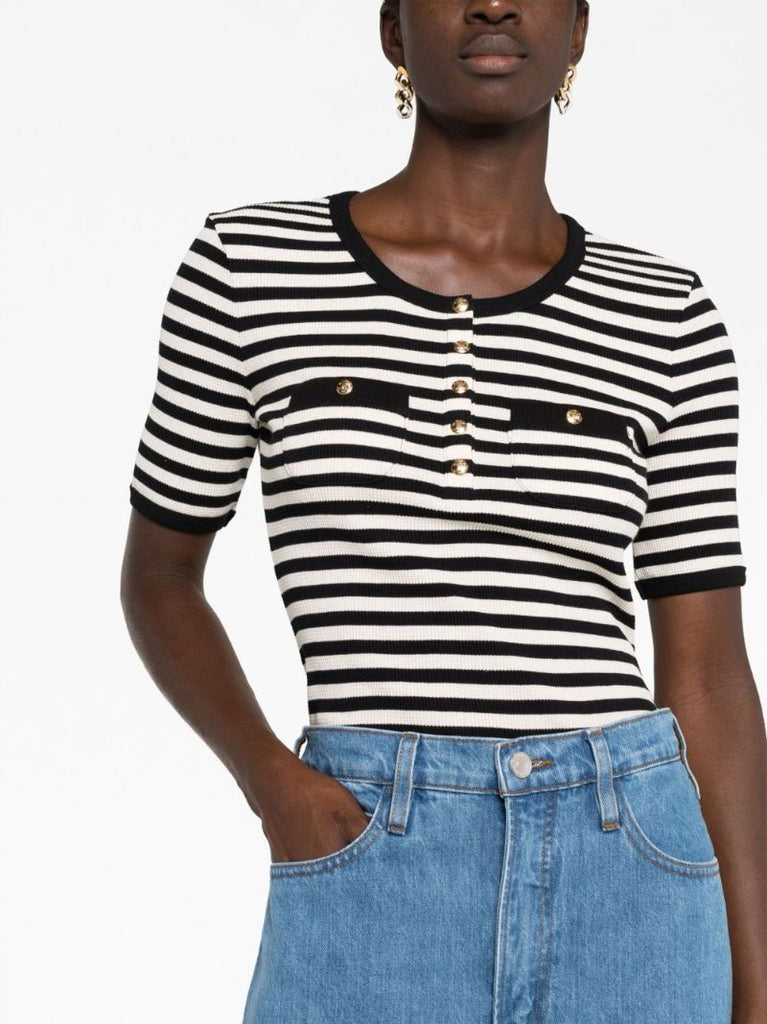 Black and White Striped Cotton T-shirt
