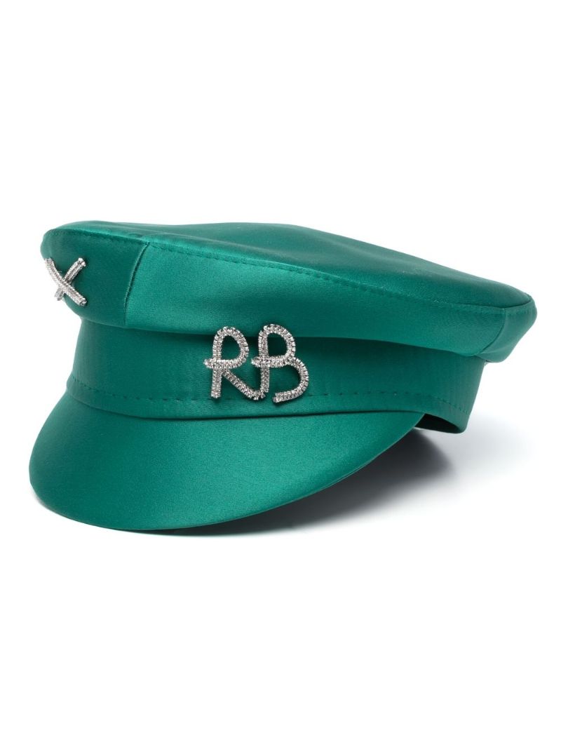 Green Monogram Satin Baker Boy Hat