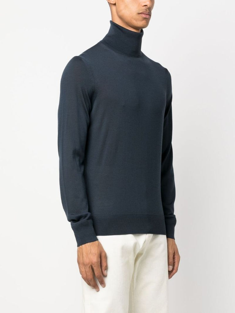 Blue Roll-neck Wool Sweater