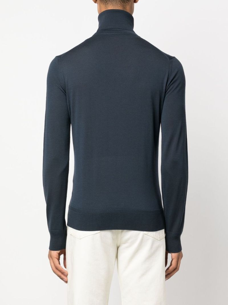 Blue Roll-neck Wool Sweater