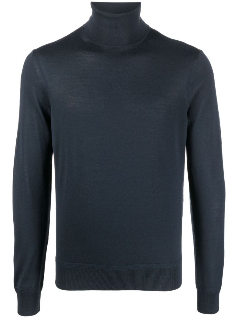 Blue Roll-neck Wool Sweater