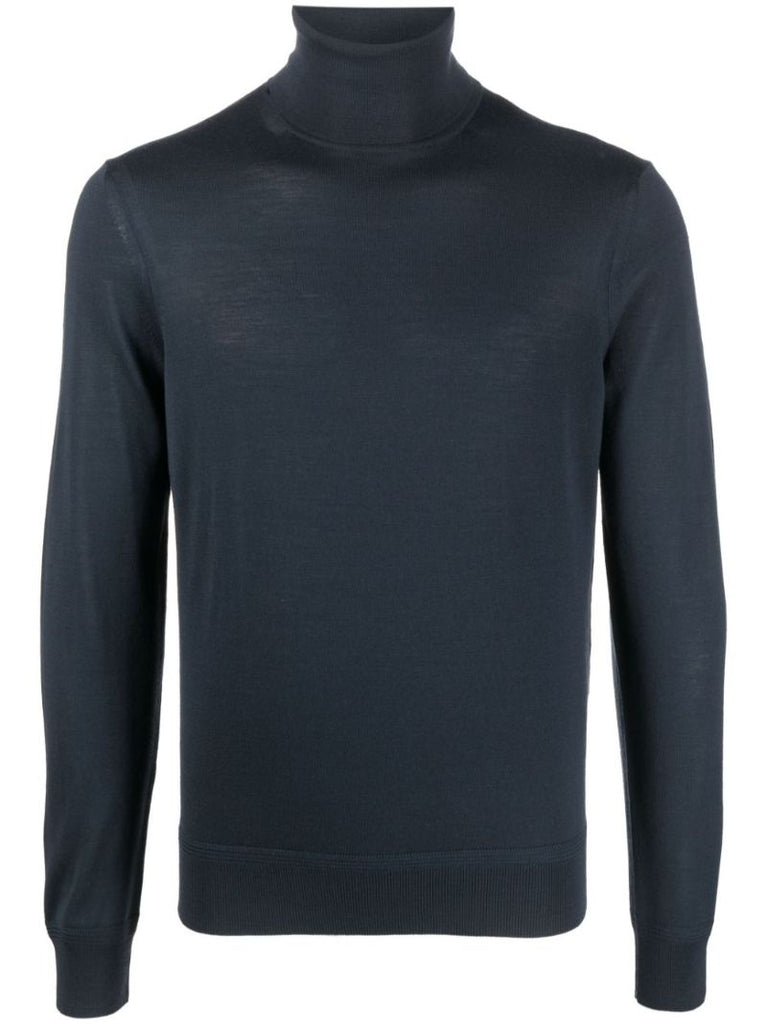 Blue Roll-neck Wool Sweater