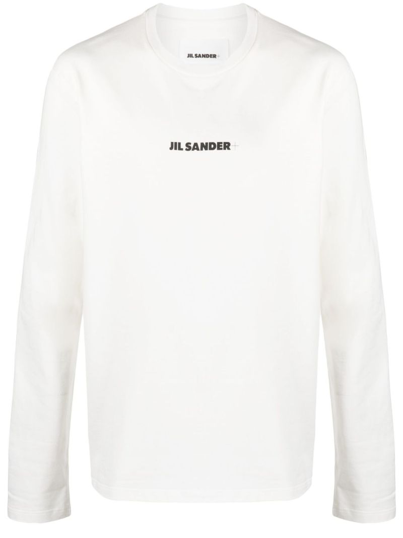 White Logo Print Cotton T-shirt