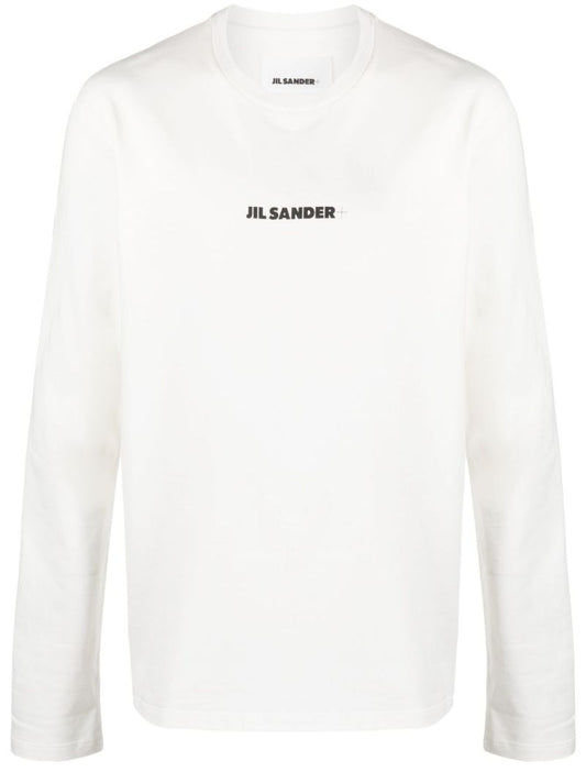White Logo Print Cotton T-shirt