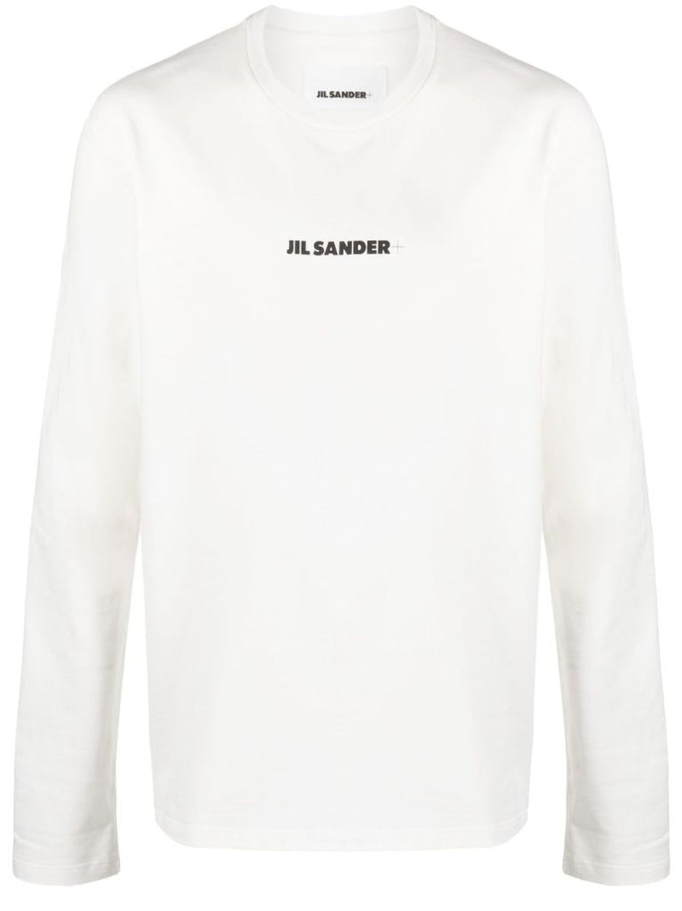 White Logo Print Cotton T-shirt