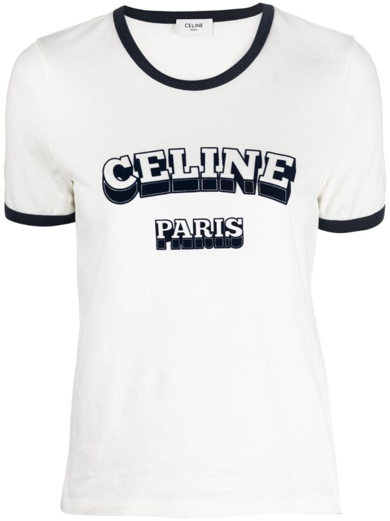 White Flocked Logo Cotton T-shirt