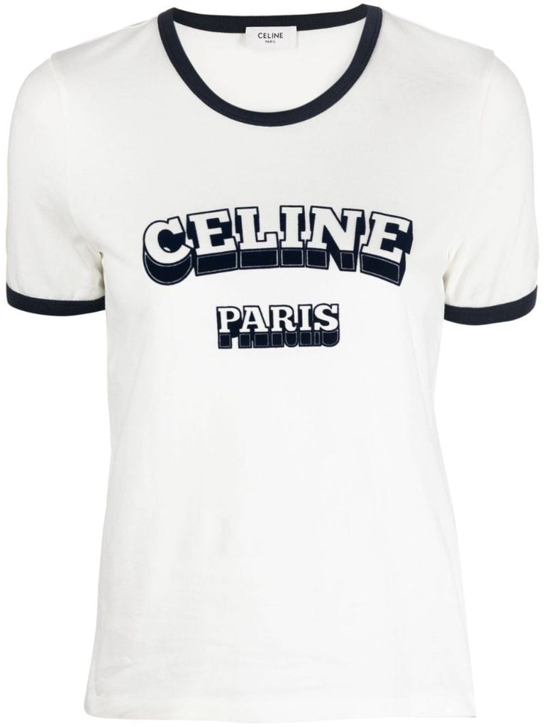 White Flocked Logo Cotton T-shirt