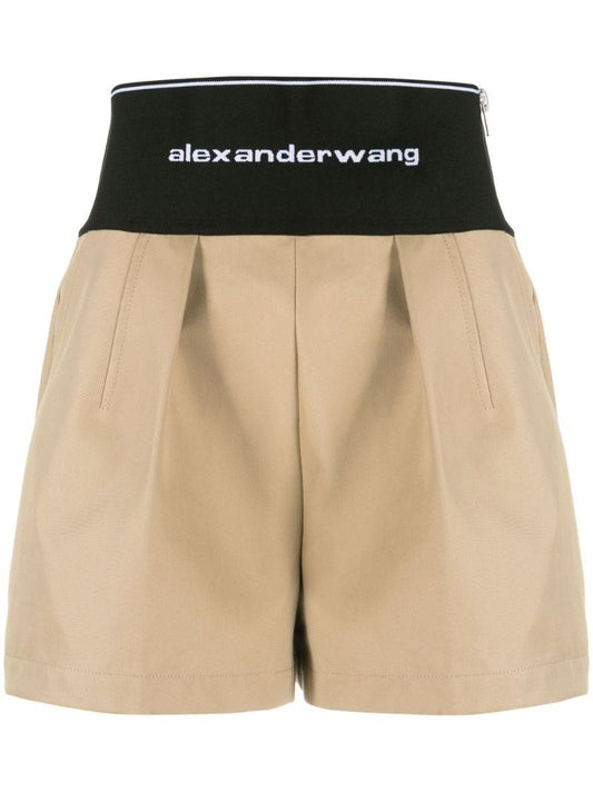 Neutral Logo-waist Pleated Shorts