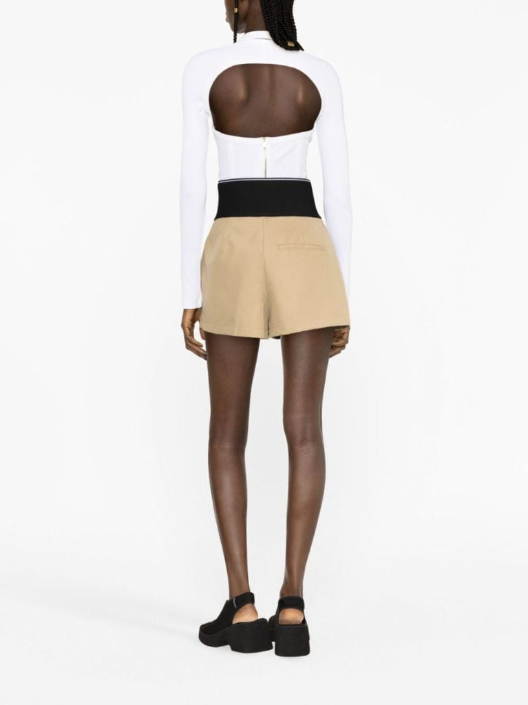 Neutral Logo-waist Pleated Shorts