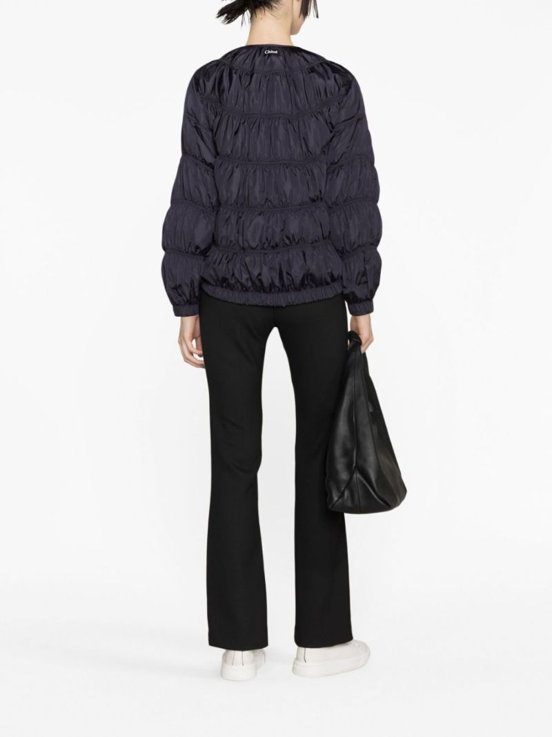 Blue Ruched Padded Jacket