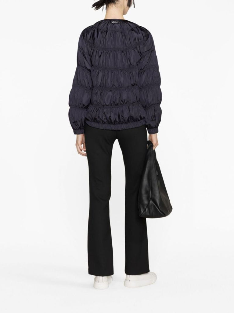 Blue Ruched Padded Jacket