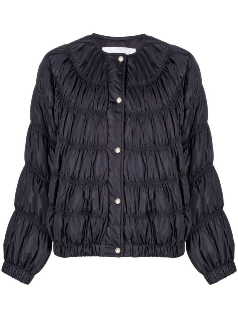 Blue Ruched Padded Jacket