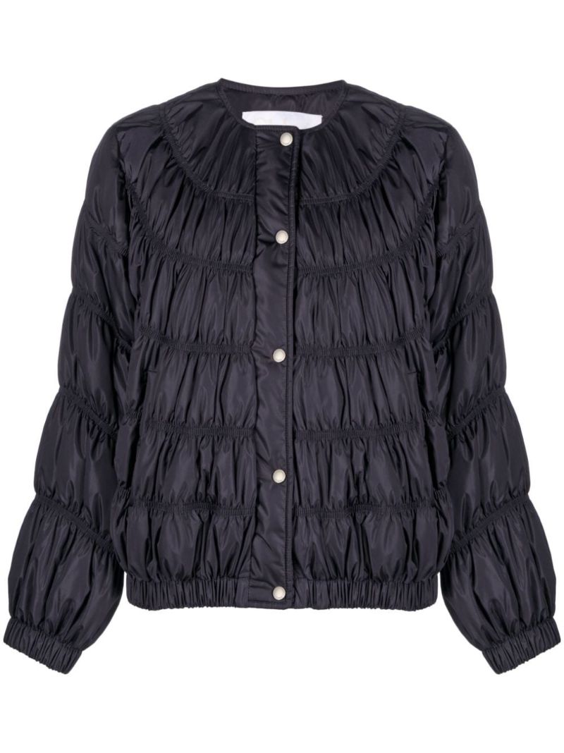 Blue Ruched Padded Jacket