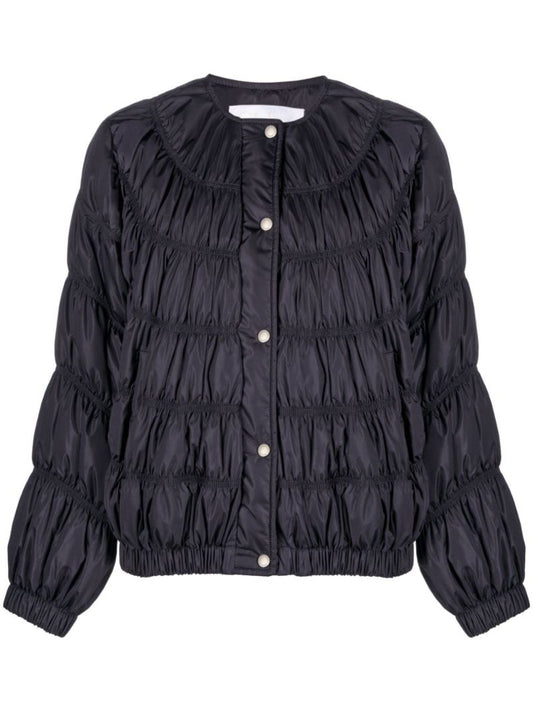 Blue Ruched Padded Jacket