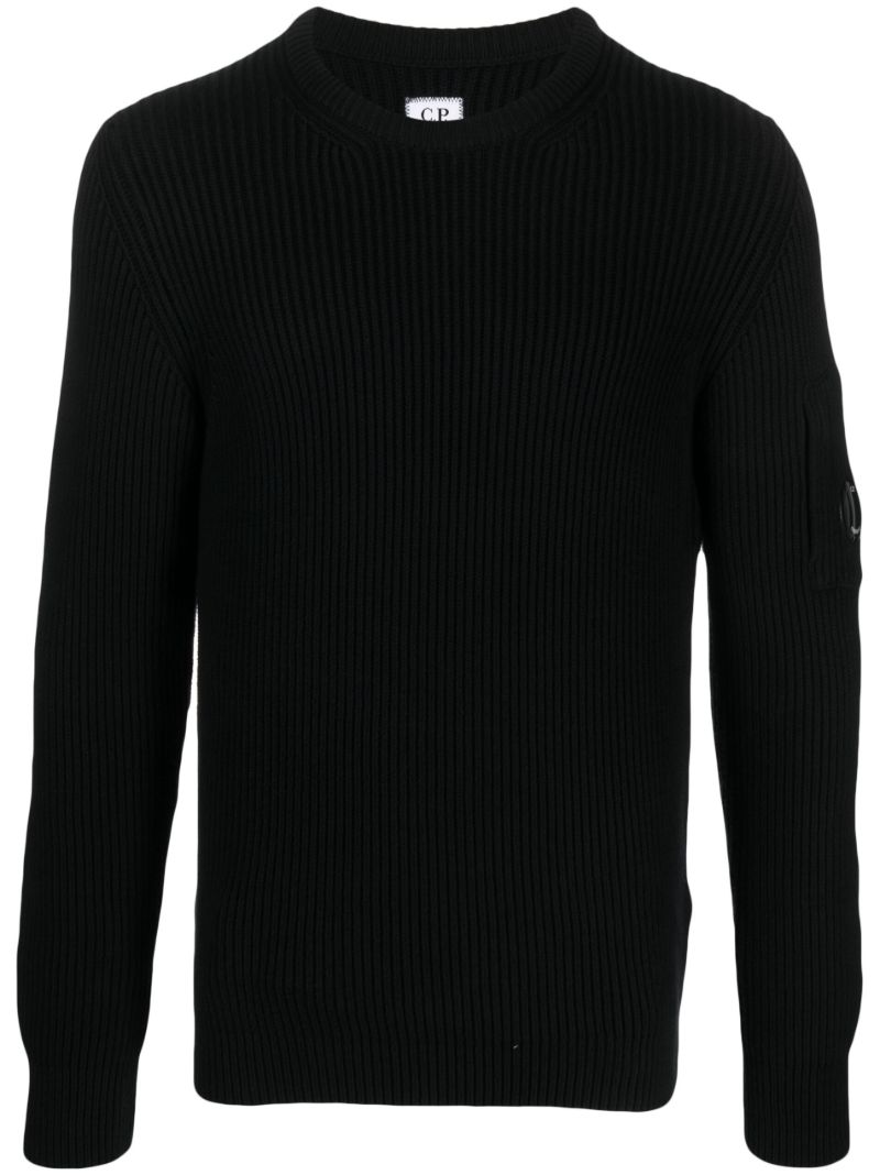 Black Lens-detail Cotton-blend Sweater