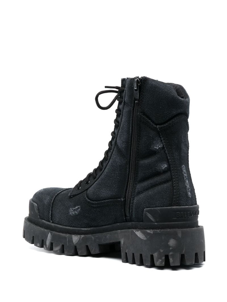 Black Strike Canvas Ankle Boots