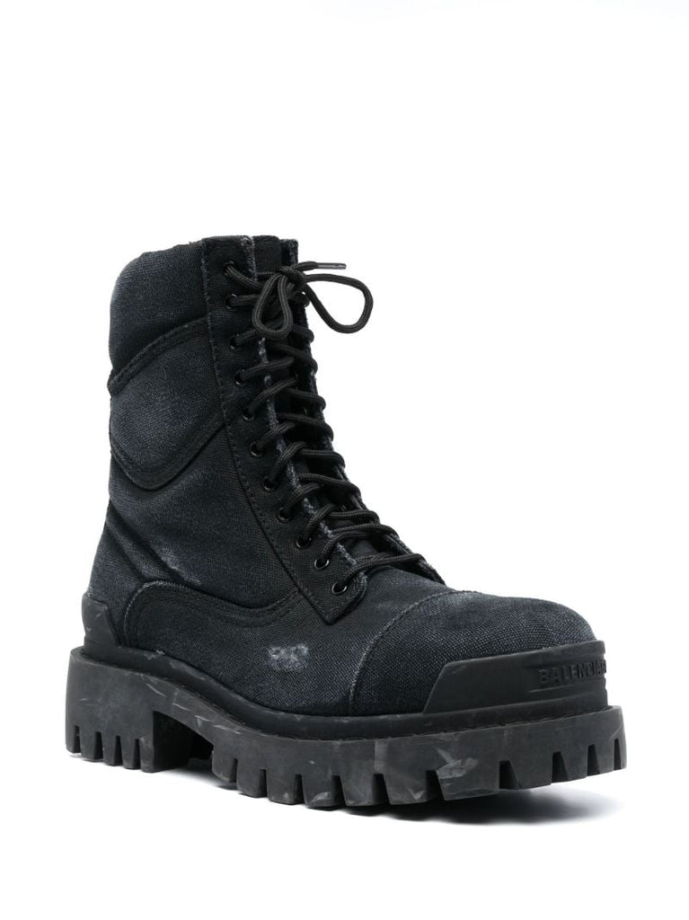 Black Strike Canvas Ankle Boots