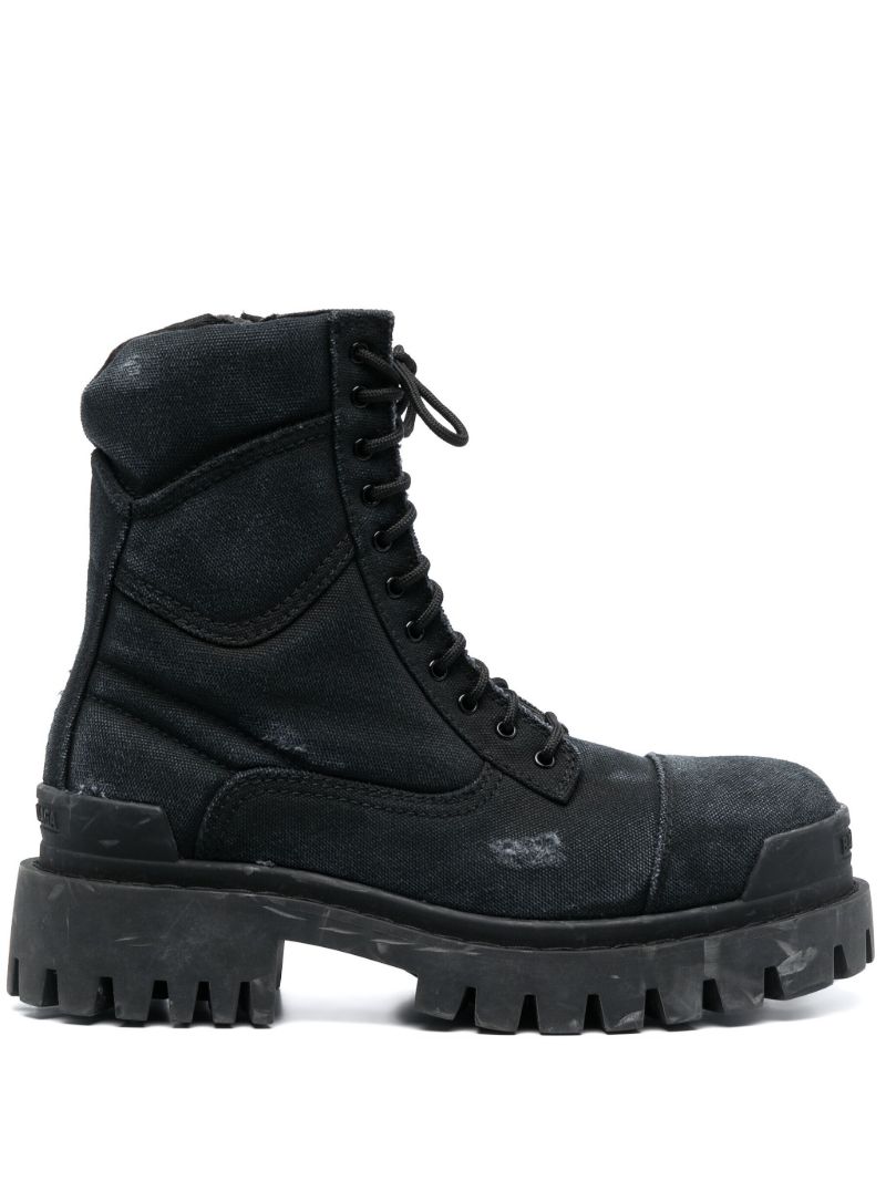 Black Strike Canvas Ankle Boots