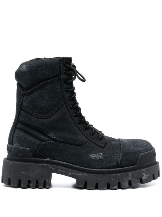 Black Strike Canvas Ankle Boots