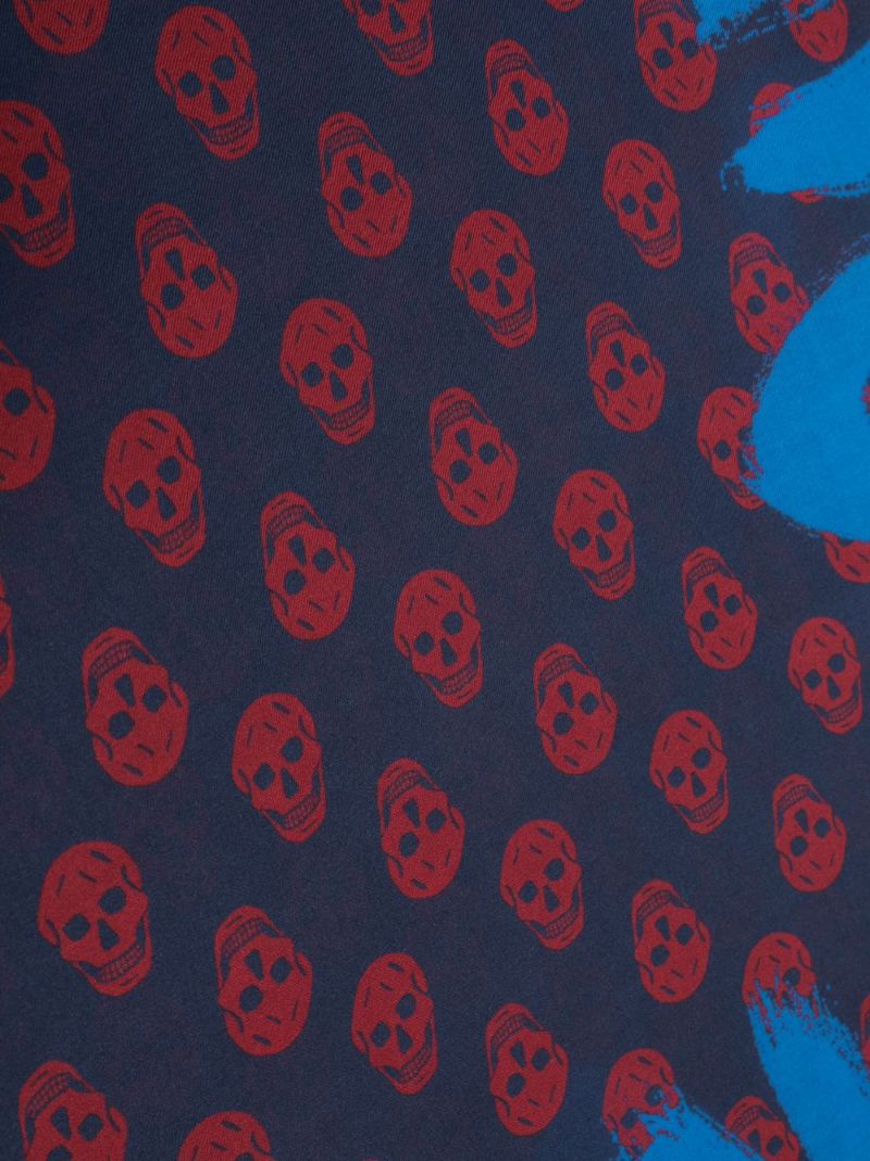 Blue Modal Graffitti Print Scarf