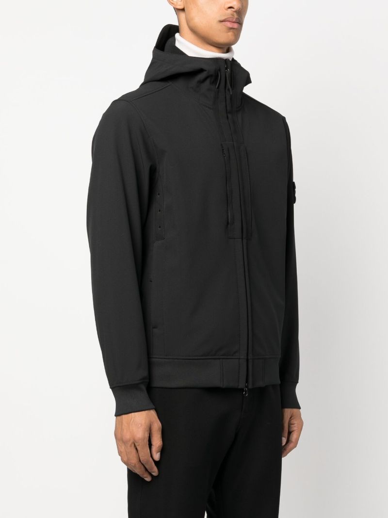 Black Compass-patch Hooded Jacket