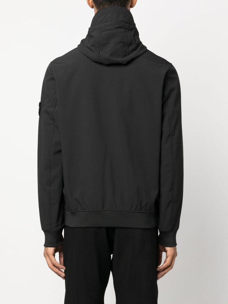 Black Compass-patch Hooded Jacket
