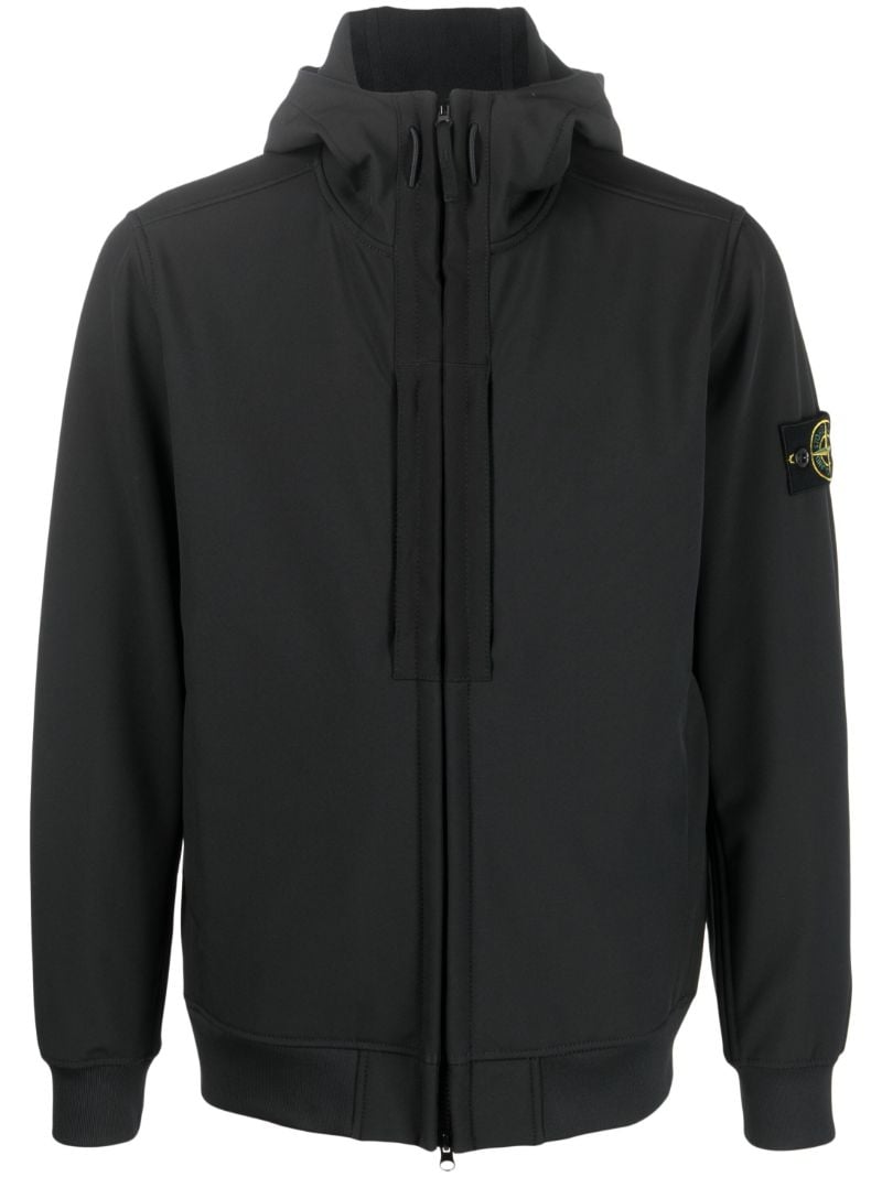 Black Compass-patch Hooded Jacket