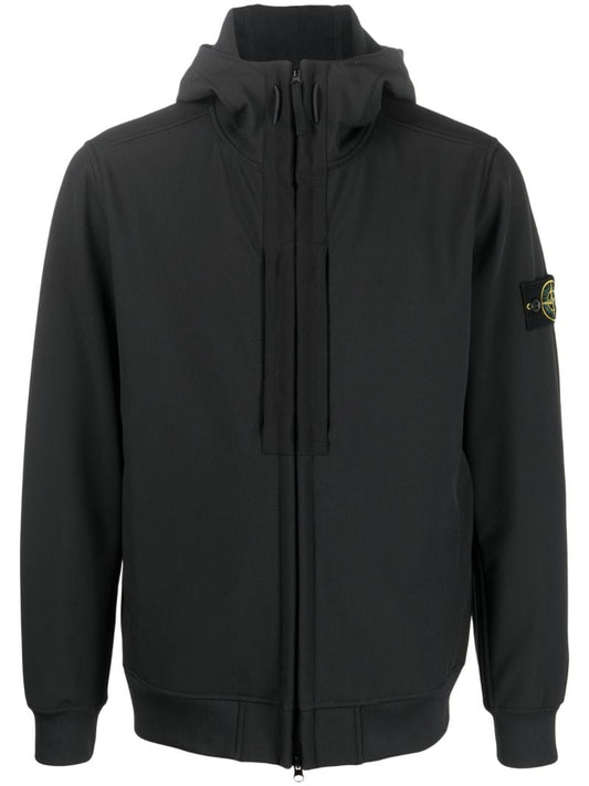 Black Compass-patch Hooded Jacket