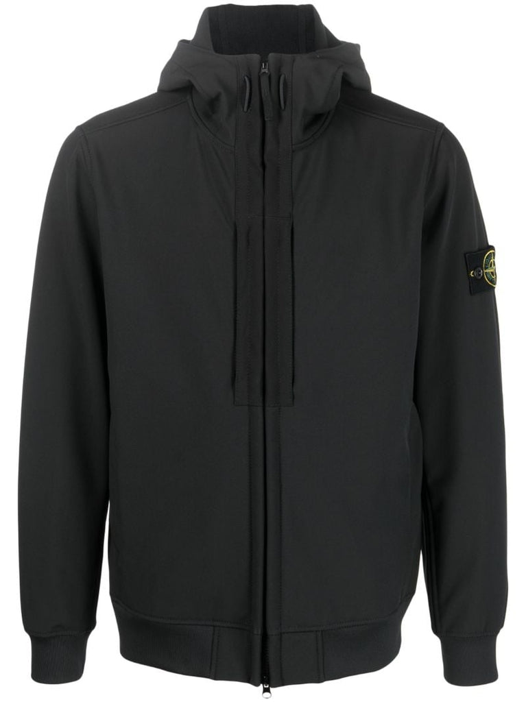 Black Compass-patch Hooded Jacket