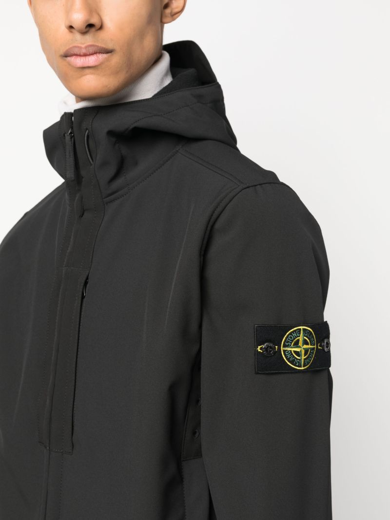 Black Compass-patch Hooded Jacket