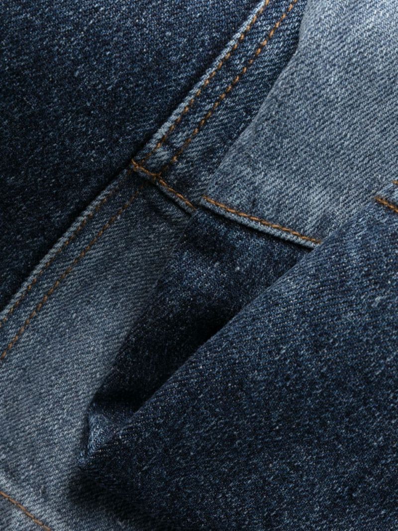 Blue Patchwork Flared Jeans