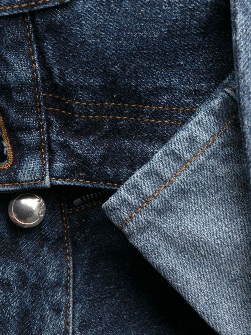 Blue Patchwork Flared Jeans