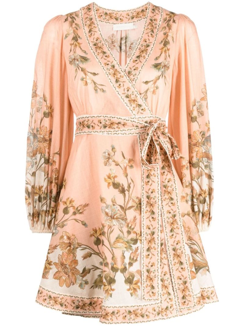 Pink Chintz Floral Print Wrap Dress