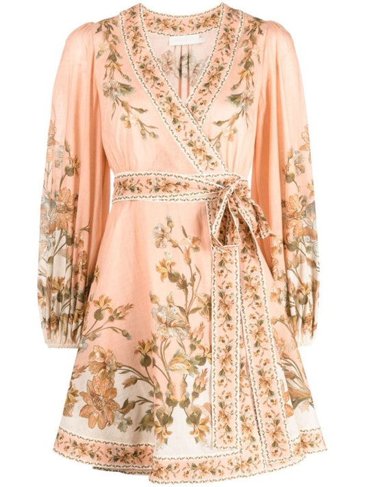 Pink Chintz Floral Print Wrap Dress