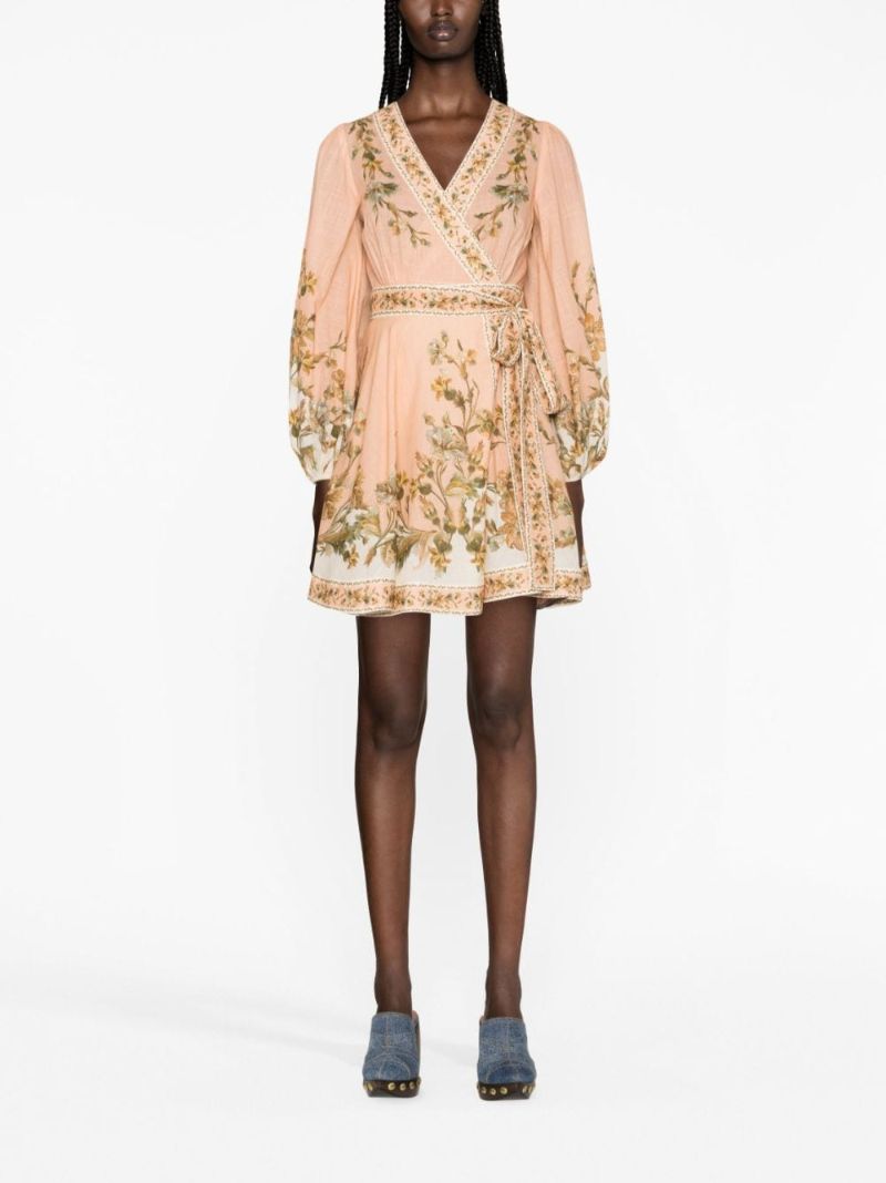 Pink Chintz Floral Print Wrap Dress