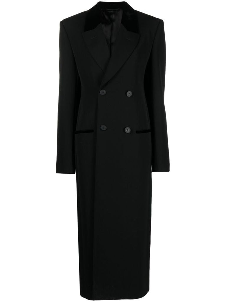 Black Double-breasted Wool Coat